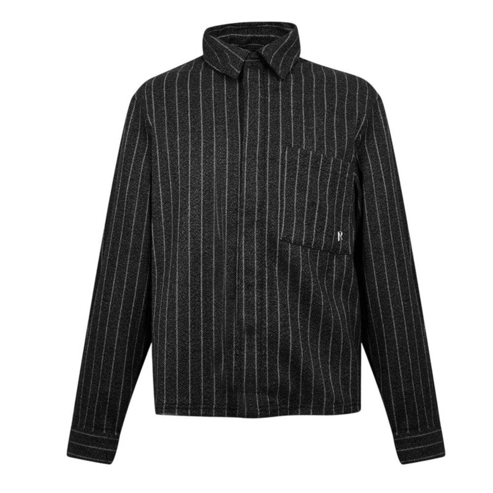 Represent Mens Pinstripe Relaxed Fit Overshirt / Black Stripe